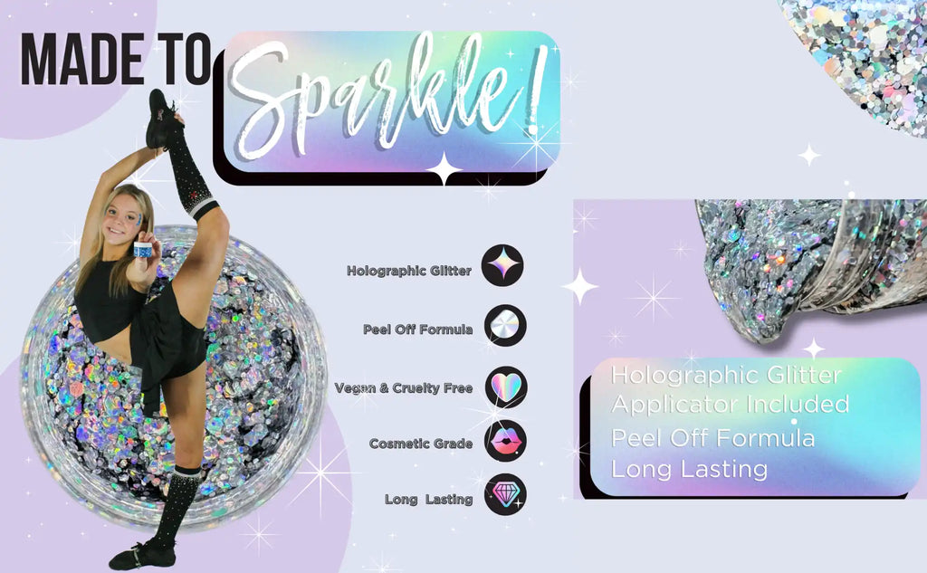 Holographic glitter cosmetic.